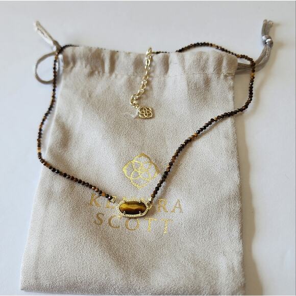 KENDRA SCOTT ELISA BROWN BEADED TIGERS EYE NECKLACE - Picture 7 of 8